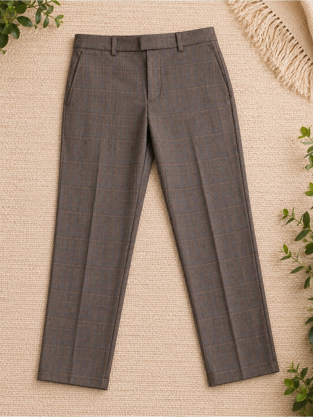 Banana Republic Sloan Curvy Fit Brown Plaid Ankle Pants | Tailored Workwear |
